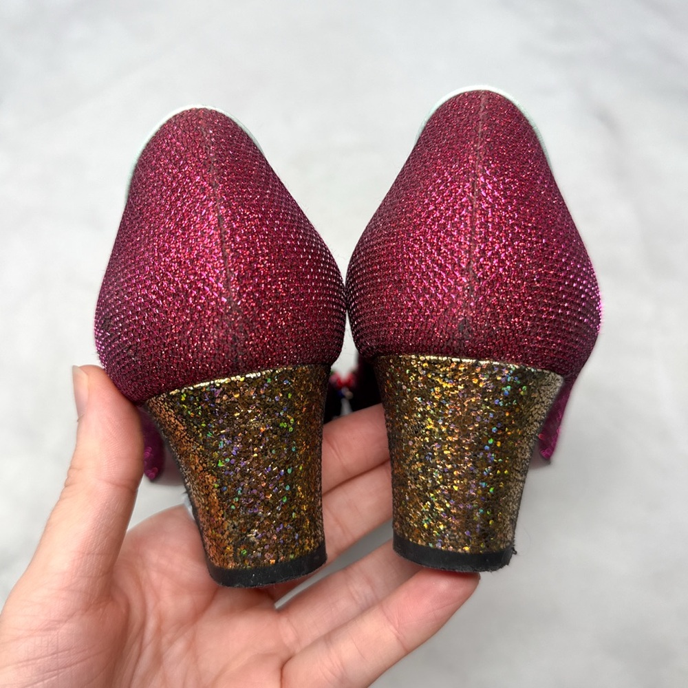 Christian Louboutin Oaxacana 45 Glitter Studded Fringe Heeled Loafer Flat Shoes - Picture 11 of 16
